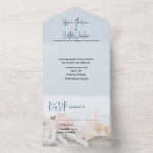 ブルーウォー航海のトシェルビーチ結婚式 オールインワン招待状 (内側)