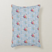 ブルーウガーリーズかわいらしピンクローズ花のパターン アクセントクッション (正面(垂直))