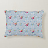 ブルーウガーリーズかわいらしピンクローズ花のパターン アクセントクッション (裏面)