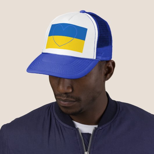 ブルーウクライナとイエローウクライナのサポートハート キャップ (インサイチュ)