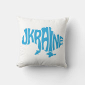 ブルーウクライナの地図と銘記ウクライナ クッション (正面)