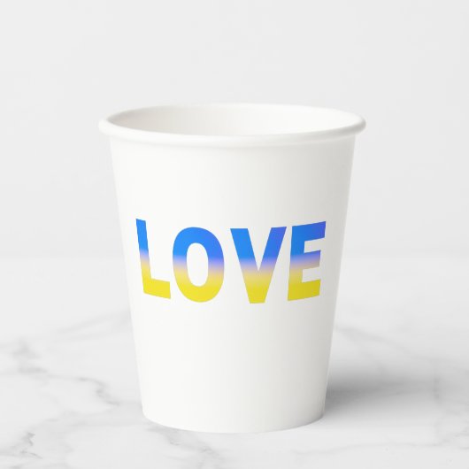 ブルーウクライナインスパイア平和戦争 紙コップ (正面)