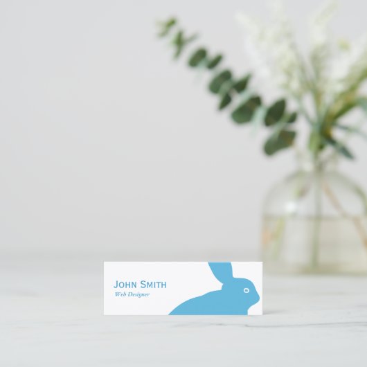 ブルーウサギかわいい動物のミニマリスト スキニー名刺 (スタンド正面)