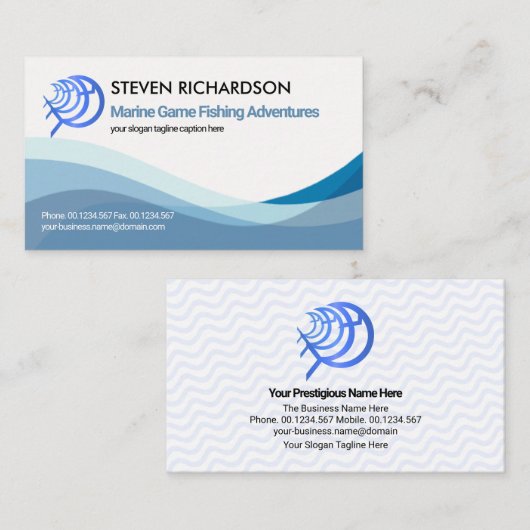 ブルーウシンプルォーターウェーブ水中競技シーフード 名刺 (正面/裏面)
