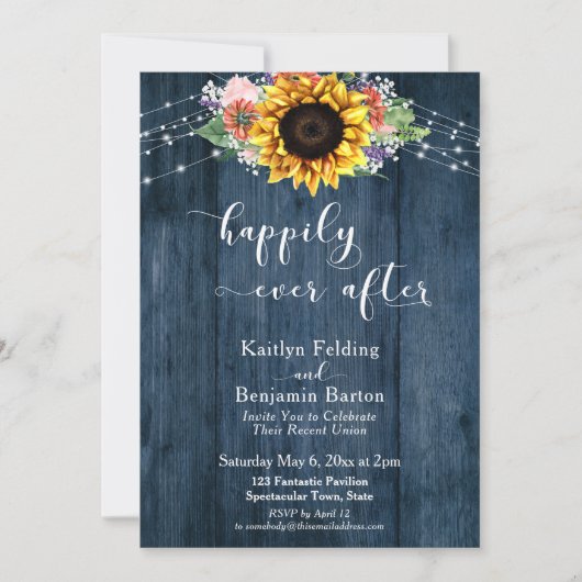 ブルーウッドのひまわり明かりが楽しげに後に 招待状 (正面)