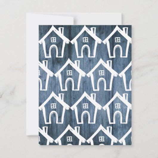 ブルーウッドの小さな白い家を移動カード 招待状 (正面)