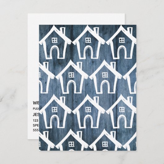 ブルーウッドの小さな白い家を移動カード 招待状 (正面/裏面)