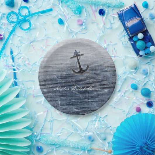 ブルーウッドエレガント航海のビーチシーパーティーカスタム ペーパープレート (パーティー)