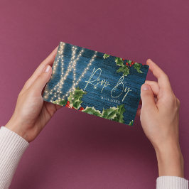 ブルーウッドストリングライトクリスマスウェディングRSVP 出欠カード