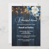 ブルーウッドストリングライトリハーサル結婚ディナー 招待状 (正面)