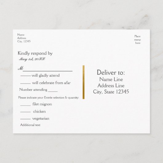 ブルーウッドビーチトロピカルウェディングの出欠確認カード インビテーションポストカード (裏面)