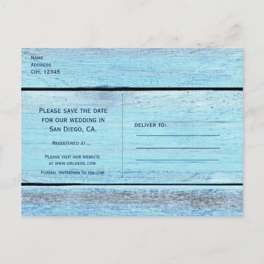 ブルーウッドビーチトロピカルセーブザデートカード 案内ポストカード (裏面)