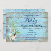 ブルーウッドビーチトロピカルバースデーパーティー招待 招待状 (正面/裏面)