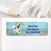 ブルーウッドビーチトロピカル結婚式招待状ラベル ラベル (インサイチュ)
