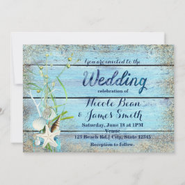 ブルーウッドビーチトロピカル結婚式招待状 招待状