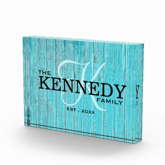 ブルーウッドファミリー モノグラム 姓 タイポグラフィー フォトブロック (右)
