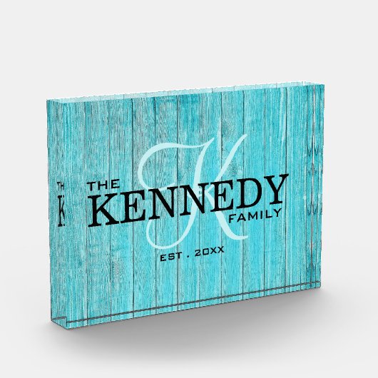 ブルーウッドファミリー モノグラム 姓 タイポグラフィー フォトブロック (左)