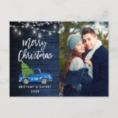 ブルーウッドブラシスクリプトトラックライトクリスマス ポストカード (正面)