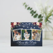 ブルーウッドブルゴーニュフローラ3 Photo Save The Date インビテーションポストカード (スタンド正面)