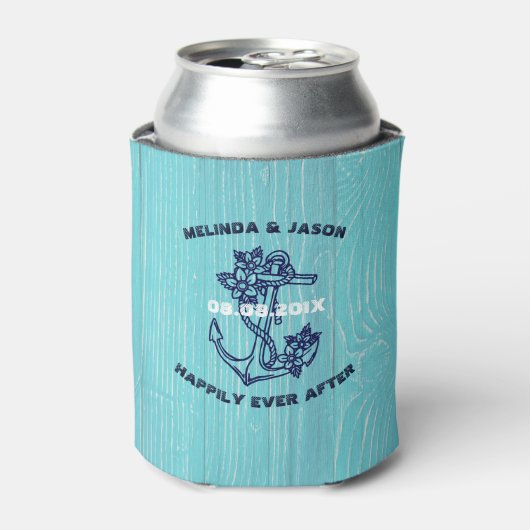 ブルーウッドプランクスダークブルー航海のボートいかり 缶クーラー (缶正面)