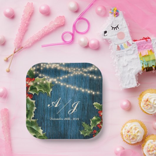 ブルーウッドベリーのクリスマスウェディングパーティー ペーパープレート (パーティー)