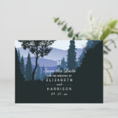 ブルーウッドランドの森、素朴結婚式の日付を保存 セーブザデート (スタンド正面)