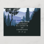 ブルーウッドランドの森、素朴結婚式の日付を保存 案内ポストカード (正面)