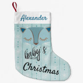 ブルーウッドランドキツネ初めてのクリスマスストッキング スモールクリスマスストッキング (正面)