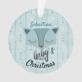 ブルーウッドランドキツネ初めてのクリスマスフォトオーナメント オーナメント (正面)