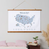 ブルーウッドランドナショナルパークマップ子供部屋デコール 吊り下げ型タペストリー (寝室)