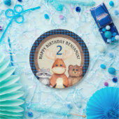 ブルーウッドランドランバージャック誕生日プレート ペーパープレート (パーティー)