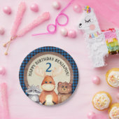 ブルーウッドランドランバージャック誕生日プレート ペーパープレート (パーティー)