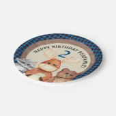 ブルーウッドランドランバージャック誕生日プレート ペーパープレート (アングル)