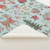 ブルーウッドランド動物の冬の雪クリスマスチャイルド シェルパブランケット (3/4)