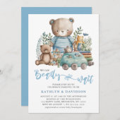 ブルーウッドランド我々はほとんど少年の赤ちゃんシャワーを待つことができない 招待状 (正面/裏面)