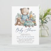 ブルーウッドランド我々はほとんど少年の赤ちゃんシャワーを待つことができない 招待状 (スタンド正面)