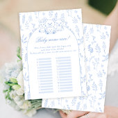 ブルーウッドランド男の赤ちゃんシャワーネームレースゲームカード 招待状