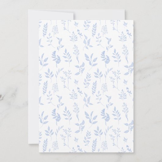 ブルーウッドランド男の赤ちゃんシャワーネームレースゲームカード 招待状 (裏面)