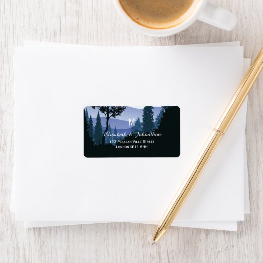 ブルーウッドランド素朴の結婚森 ラベル (インサイチュ)