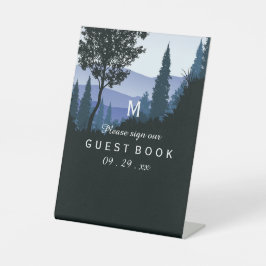 ブルーウッドランド素朴の結婚森 台座サイン