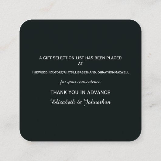 ブルーウッドランド素朴フォレ結婚スのギフト登録 エンクロージャーカード (裏面)