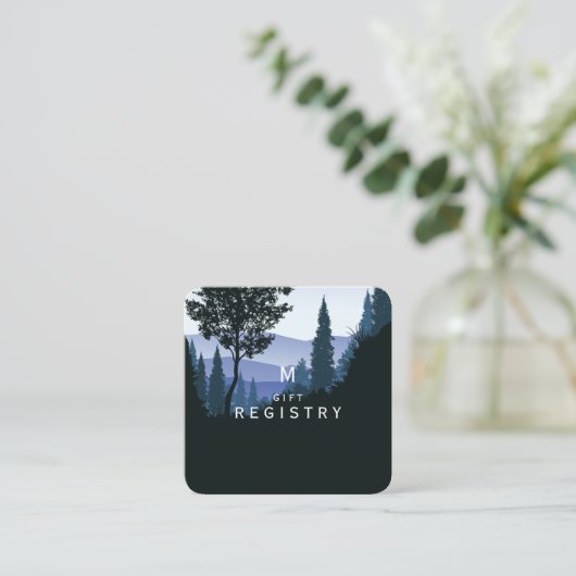 ブルーウッドランド素朴フォレ結婚スのギフト登録 エンクロージャーカード (スタンド正面)