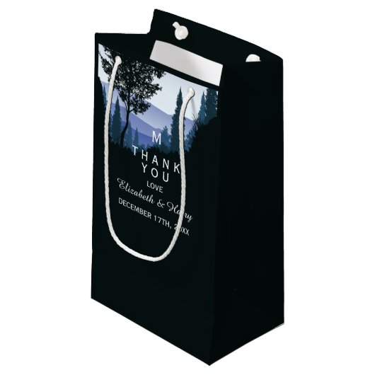 ブルーウッドランド素朴フォレ結婚スト スモールペーパーバッグ (正面アングル)