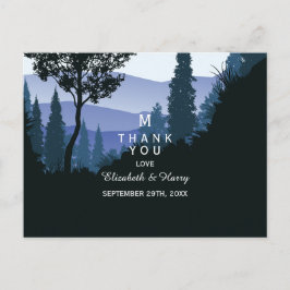 ブルーウッドランド素朴フォレ結婚スト ポストカード