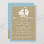 ブルーウッドランド赤ちゃんシャワーディアー&バーラップ 招待状 (正面/裏面)
