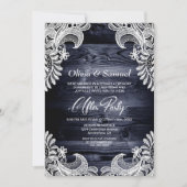 ブルーウッドレースカスタムの写真結婚の後のパーティー 招待状 (正面)