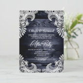 ブルーウッドレースカスタムの写真結婚の後のパーティー 招待状 (スタンド正面)