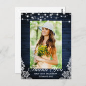 ブルーウッドレースライト写真卒業 ポストカード (正面/裏面)