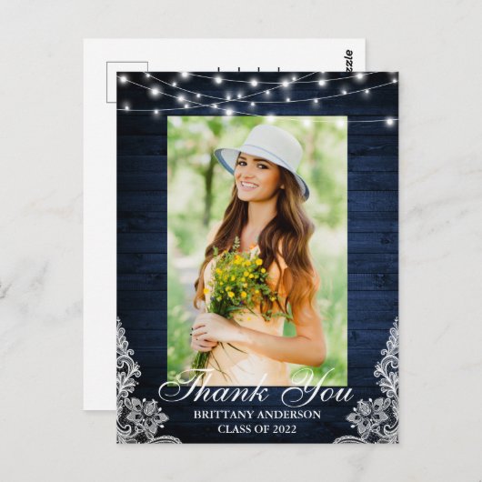 ブルーウッドレースライト写真卒業 ポストカード (正面/裏面)