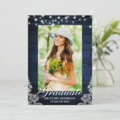 ブルーウッドレースライト写真卒業 案内状 (スタンド正面)